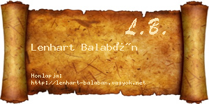 Lenhart Balabán névjegykártya
